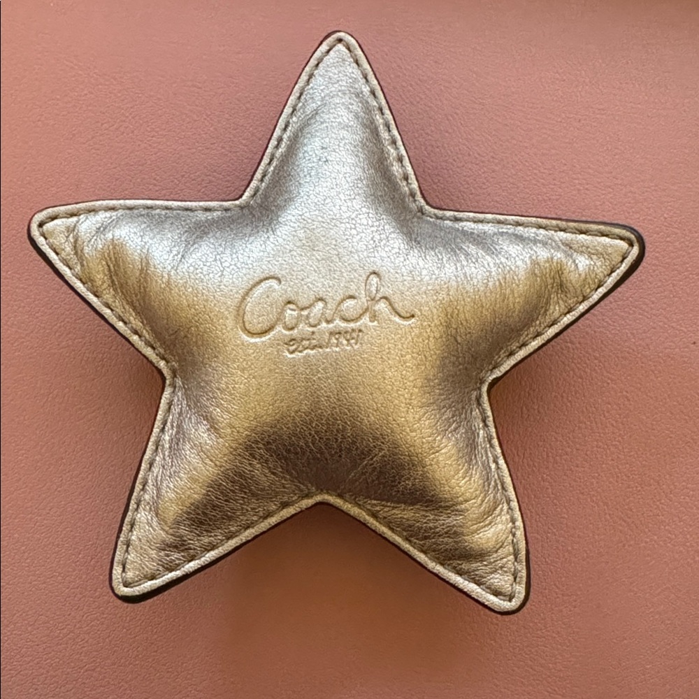 Coach Vintage Star Paperweight in Metallic Leather Silver and Gold with Bullseye